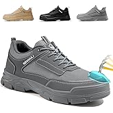 GUSAYEX Steel Toe Shoes for Men Lightweight Work Shoes Comfortable Mens Work Boots Indestructible Safety Shoe for Men Industrial Construction Steel Toe Sneakers Soft Mens