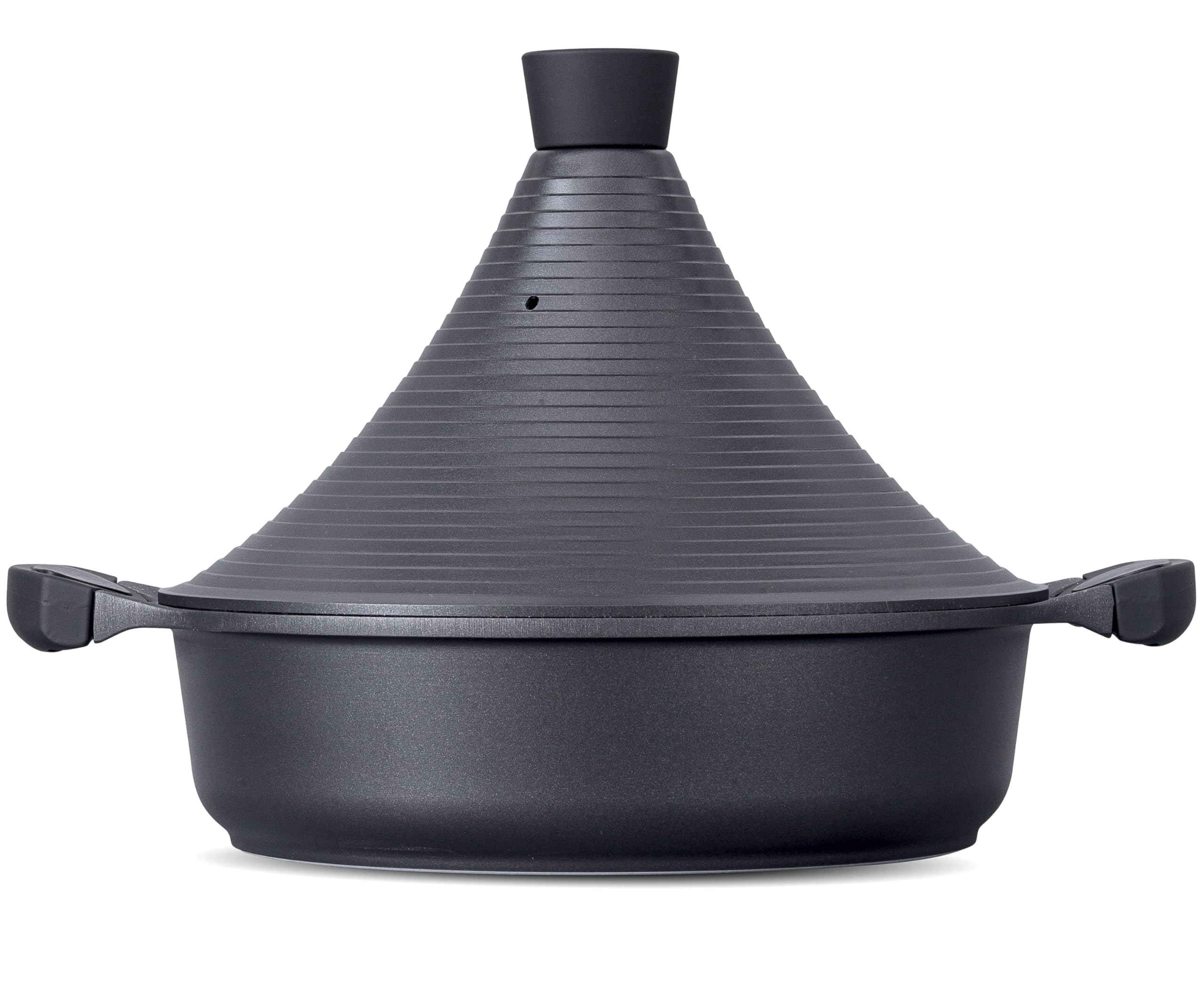 Tagine Cooking Pot | 28cm / 4.1 L | Large Casserole Dish | Nonstick Chemical Free Coating | Compatible with all Hobs | Traditional Moroccan Tender Slow Cook Tajin Pan (Black)