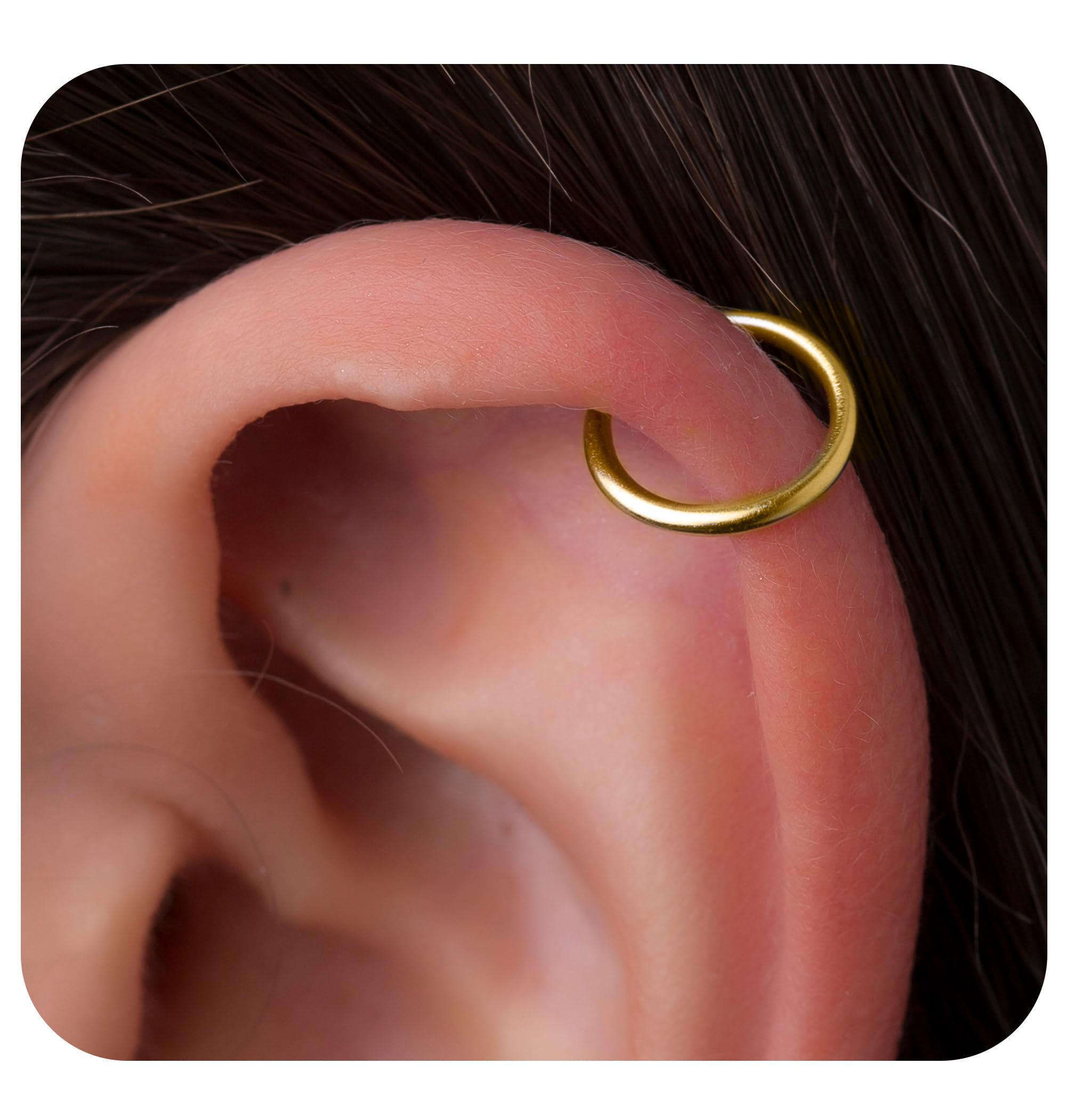 Photo 1 of 14k Gold Cartilage Earring - 18 Gauge Gold Filled Earring with 8mm Piercing Hoop - Handmade Gold Cartilage Earring Hoop for Women