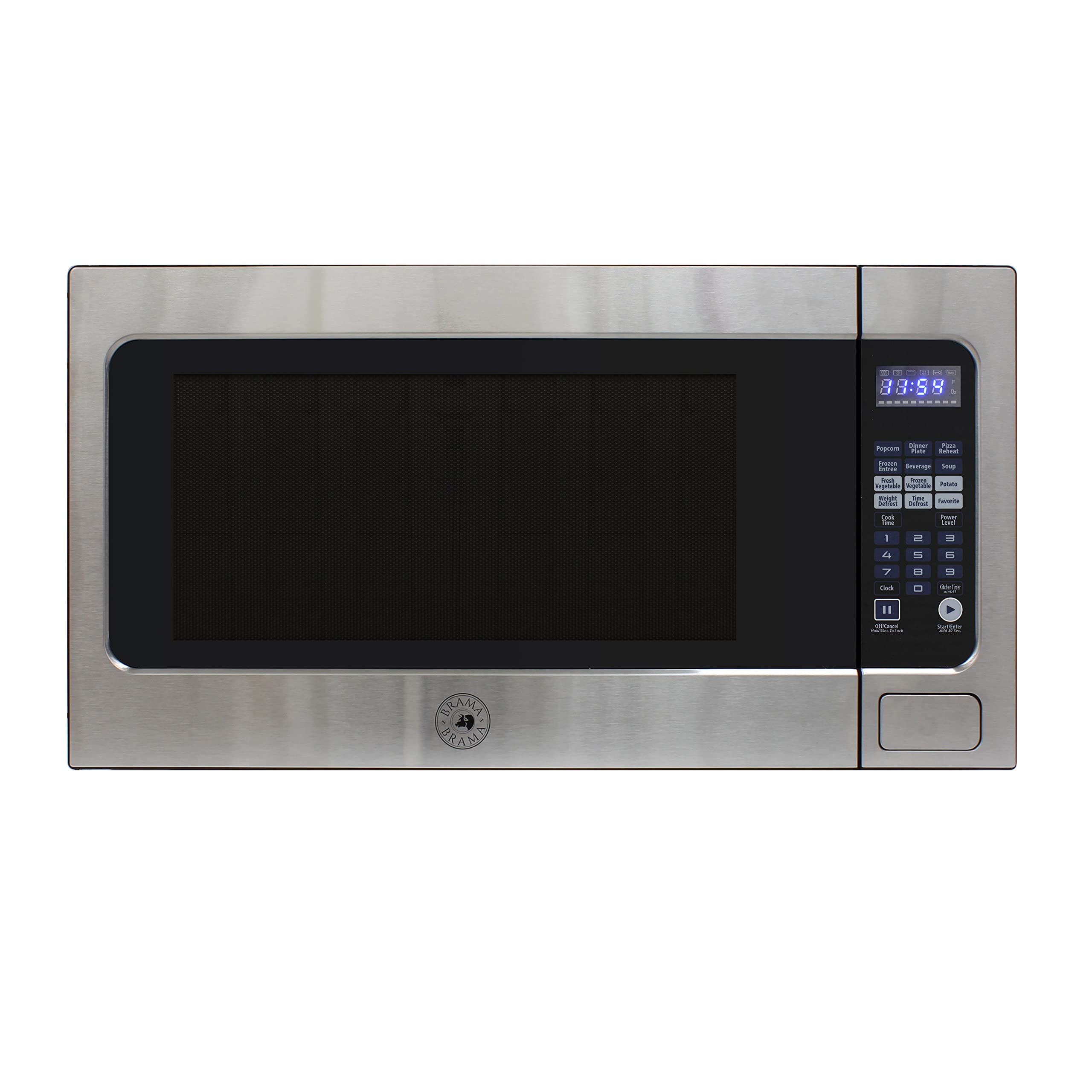 BRAMA Microwave Oven Built-In 1200-Watts with 10 Power Levels Pre-Set Cooking Settings and Express Cook, Sensor and Speed Cooking and Silent Mode with Glass Turntable, 2.2 Cu.Ft., Metallic
