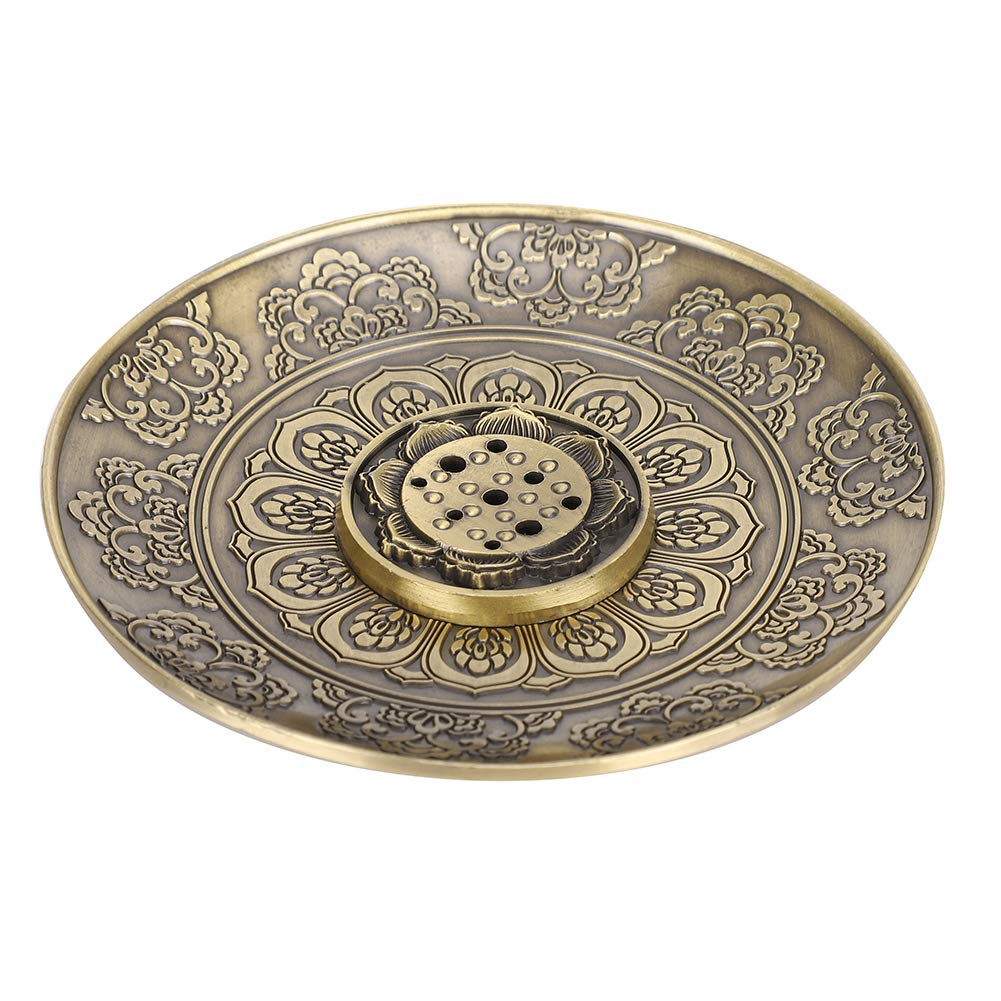 Bronze Incense Burners Round Flower Plate Incense Stick Holder Ashtray Home Decoration Tool