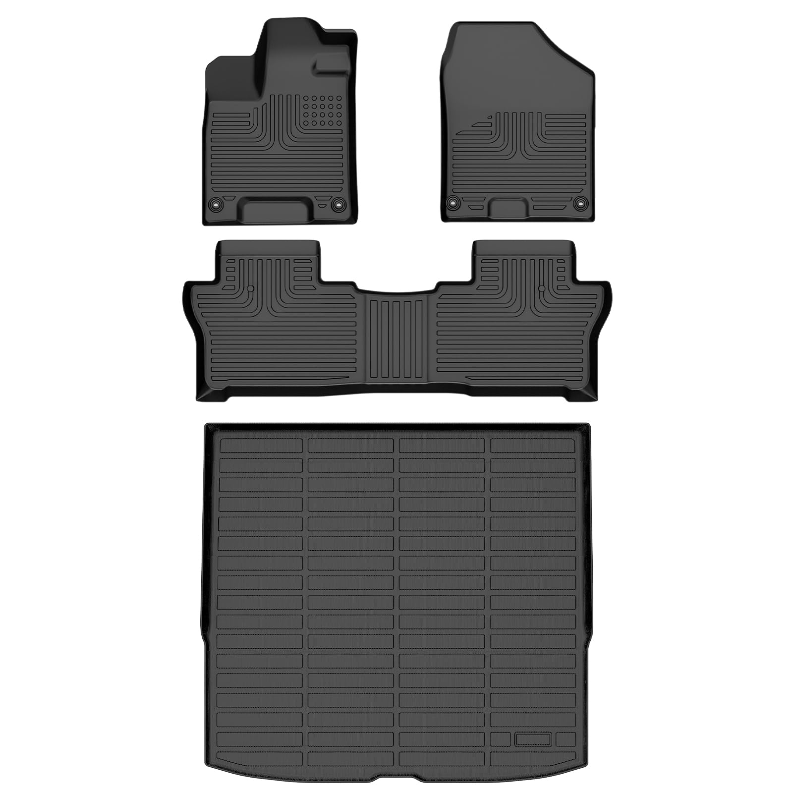 AZYT Floor Mats & Cargo Liner for 2019-2025 Honda Passport All Weather Automotive TPE Liners Set Anti-Slip Waterproof Floor Liners Accessories (Car Mats+Trunk Mat) Black Image