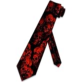 Three Rooker Skull Ties Mens Halloween Necktie Red Skull Tie for Men Skeleton Neckties