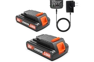 PEYESTEN 2 Pack 3000mAh 20v MAX Battery and Charger, Replacement for Black and Decker 20v Lithium Battery, Compatible with Black and Decker 20V Cordless Power Tools and Charger.