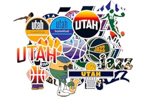 SCILINKS 28 PCS Utah Vinyl Jazz Basketball Star Stickers for Water Bottle, Laptop, Bicycle, Computer, Motorcycle, Travel Case, Car Decal Decoration Sticker Graffiti Decals