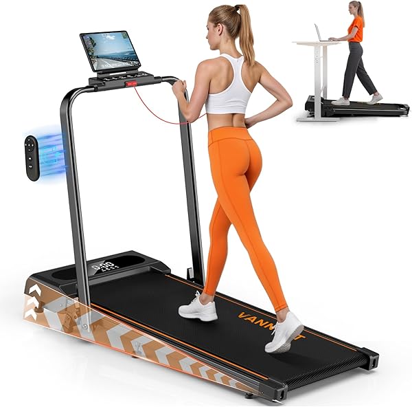 Laufband für Zuhause, VANNECT Walking Pad, 1-12 km/h Klappbares Laufband mit 9% Steigung, Ultra-Leise, LCD-Display, Dreifache Steuerung - Fernbedienung + App + Handlauf-Tasten, Belastbar bis 150 kg