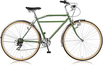Amazon カンタン組立 A N Design Works エーエヌデザインワークス Cl277 アーミーグリーン 27インチ シティサイクル シティコミューター クロスバイク レトロ ママチャリ フェンダー 砲弾型ライト 7段変速 自転車 A N Design Works クロスバイク