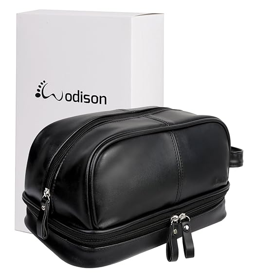 WODISON Large Toiletry Bag Organizer Kit Wash Bag Travel Black For Men