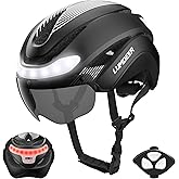 LUMDEER DARKNIGHT Bike Helmet - LED Turn Signals Front & Rear Light Rechargeable, Visor, Goggles for Ebike,Scooter Commuting, Adjustable Bicycle Helmets for Adults Men Women