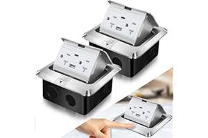 2 Pack Pop-up Floor Power Outlet Box,Waterproof Electrical Outlet Covcer Box,Hidden 4.8A USB+20A Tamper-Resistant Receptacle 