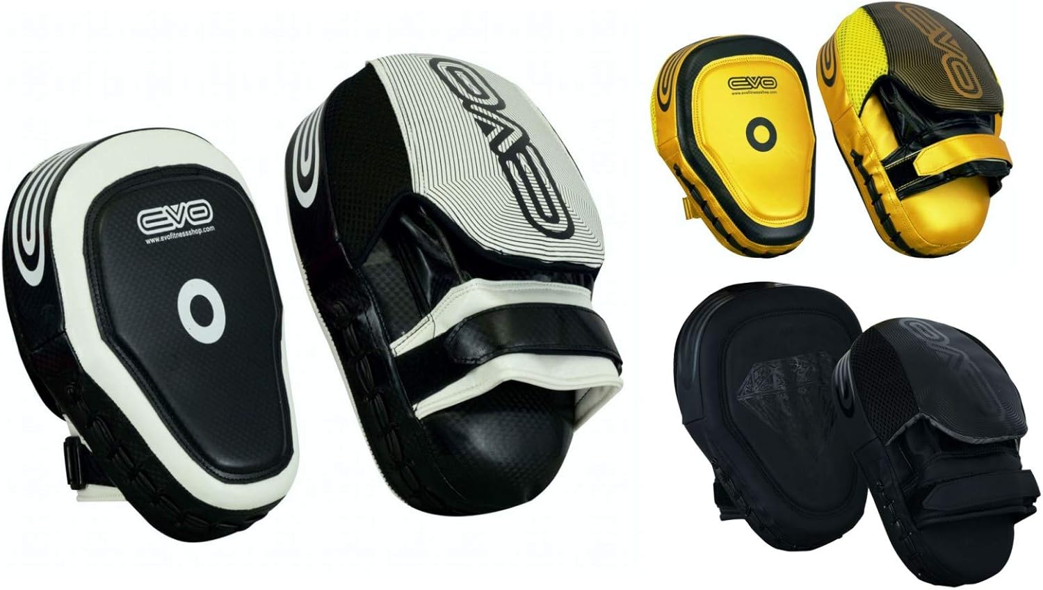 EVO Fitness Boxing MMA Focus Pads Muay Thai Martial Arts Training Pad UFC PRO (Black/White)