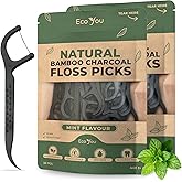 Biodegradable Floss Picks | 100 Count (2 Pack) | Mint Flavor, Candelilla Wax | Sustainable & Reusable | Vegan & Cruelty-Free | Bamboo Floss Picks, Bamboo Toothpicks