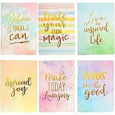 Paper Junkie Journaling Notebooks - 6-Pack A5 Softcover Multicolor, 80 Ruled Ivory Pages - Inspirational Notebooks with Watercolor Covers & Gold Foil Quotes - Note Pads for College & Office