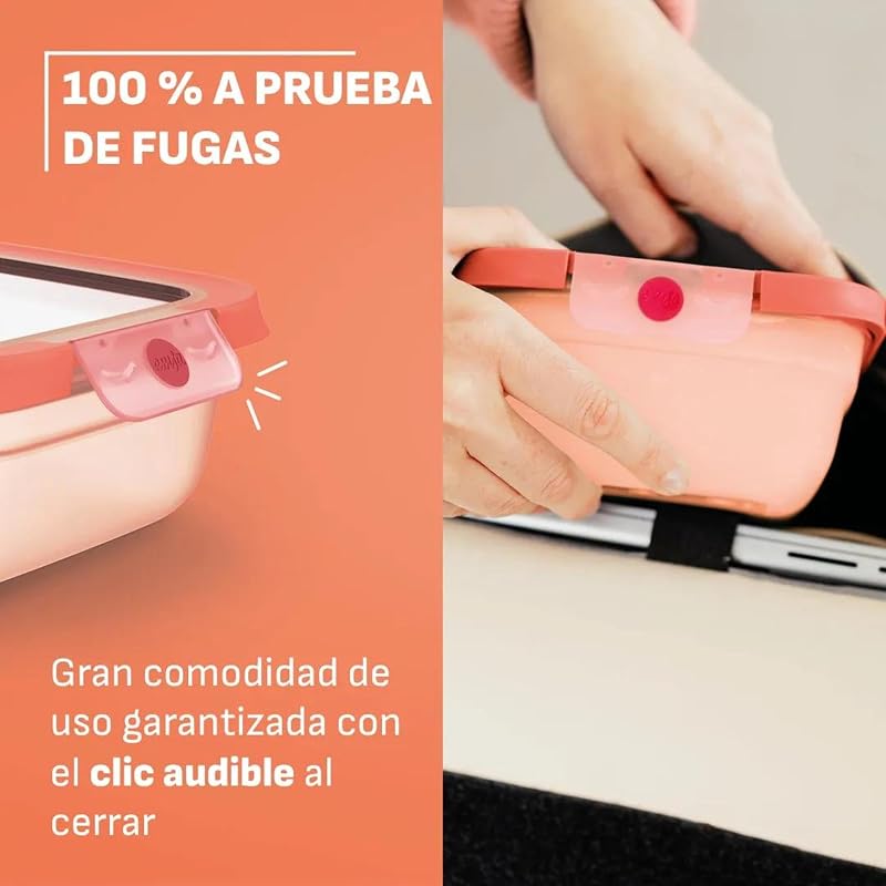 oneClick, Set de 5 recipientes para almacenar alimentos, Naranja — foto 5 de 8