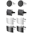 Tomovely 4 Pairs Cufflinks for Men Set Unique Cuff Links Mens Business Groom Gifts