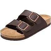FITORY Mens Sandals, Arch Support Slides with Adjustable Buckle Straps and Cork Footbed Size 7-14.5