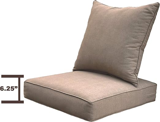 Amazon Com Sewker Outdoor Chair Cushion 24x24 Deep Seat Patio Furniture Replacement Cushions Set Tan Kitchen Dining
