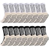 Ukontagood 8 Pairs Kids Grip Soccer Socks, Non Slip Socks for 6-12 Years Old Kids, Anti Slip Socks for Soccer Basketball