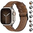 Fullmosa Compatible with Apple Watch Band Retro Leather Apple Watch Series 10 42mm, 9/8/7 41mm, SE2/SE/6/5/4 40mm, 3/2/1 38mm Band, Brown+Black Buckle