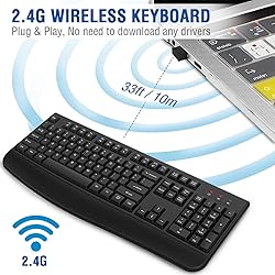 EDJO Wireless Keyboard, 2.4G Ergonomic Full Size