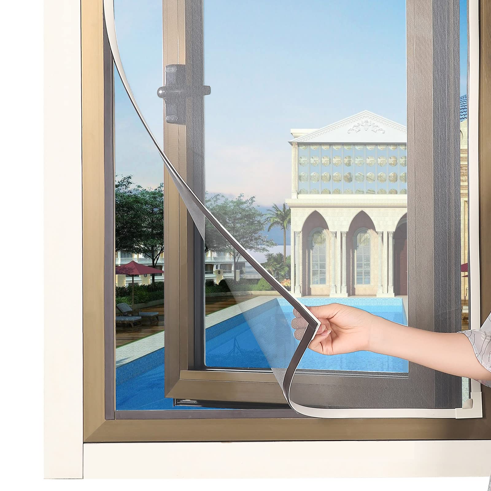 Photo 1 of DIY Magnetic Window Screen Adjustable Mesh Screens Net Fits up to 72"x 48" White Frames with Fiberglass Mesh