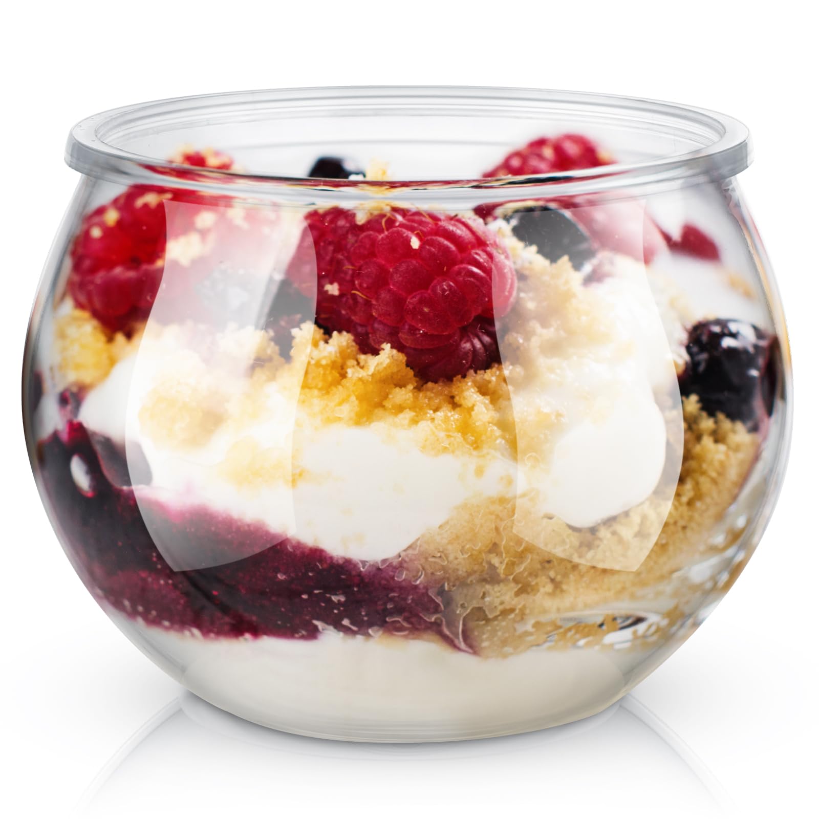 Photo 1 of Newtay 25 Pcs 3 oz Sphere Plastic Dessert Cups for Party Small Clear Parfait Appetizer Cups Mini Round Dessert Bowl Disposable Ice Cream Salad Fish Bowl for Serving Wedding Event Birthday Party Cake