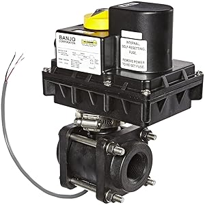 Banjo EV204FP Polypropylene Electronic Actuated Ball Valve, 12VDC, Full Port, 2" NPT Female