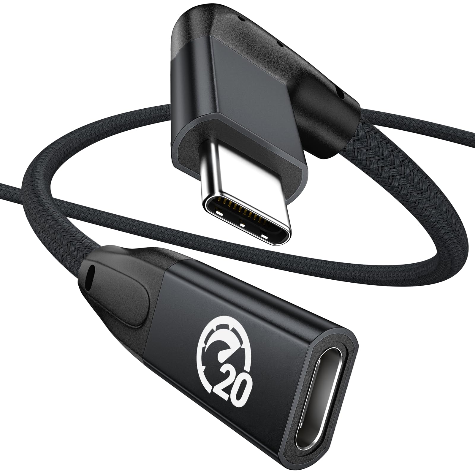 UseBean Right Angle USB C Extension Cable 0.5m, 90 Degree USB-C 3.2 Gen 2 20Gbps Male to Female Type C 4K Video Extender Cord, for USBC Hub, MacBook, iPad Pro/Air/Mini, Galaxy S25/S24, iPhone 16 15