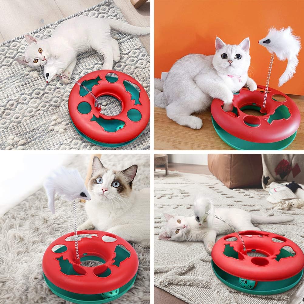 Interactive Cat Toys Roller, Spring Cat Toys with Catnip, Kitten Tracks, Pet Toy with Moving Balls Teaser Mouse Exercise : Pet Supplies