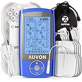 AUVON Rechargeable TENS Unit Muscle Stimulator, 24 Modes 4th Gen TENS Machine with 8pcs 2"x2" Premium Electrode Pads for Pain