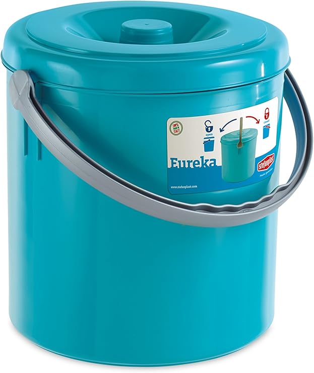 Stefanplast Cubo de Basura Eureka, con Tapa, Color Turquesa Intenso, 10
