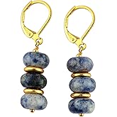 NJCRAFT Natural Gemstone Earrings for Women, Yoga Jewelry Meditation Earring, Crystals Earring, Rondelle Beads, Energy Healing Crystals, Gift for Her |Gemstone Jewelry