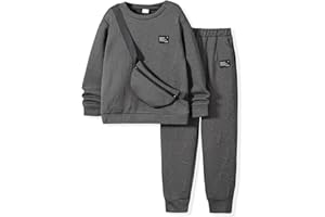 HIHA Boys Sweatsuit Letter Print Long Sleeve Pullover Sweatshirt Jogger Pant Set with Bag