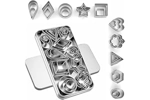 Cookie Cutters, Stainless Steel Flower and Geometric Shapes, 30 Pieces, for Baking Pastry Fruit Cutting Mould (30)