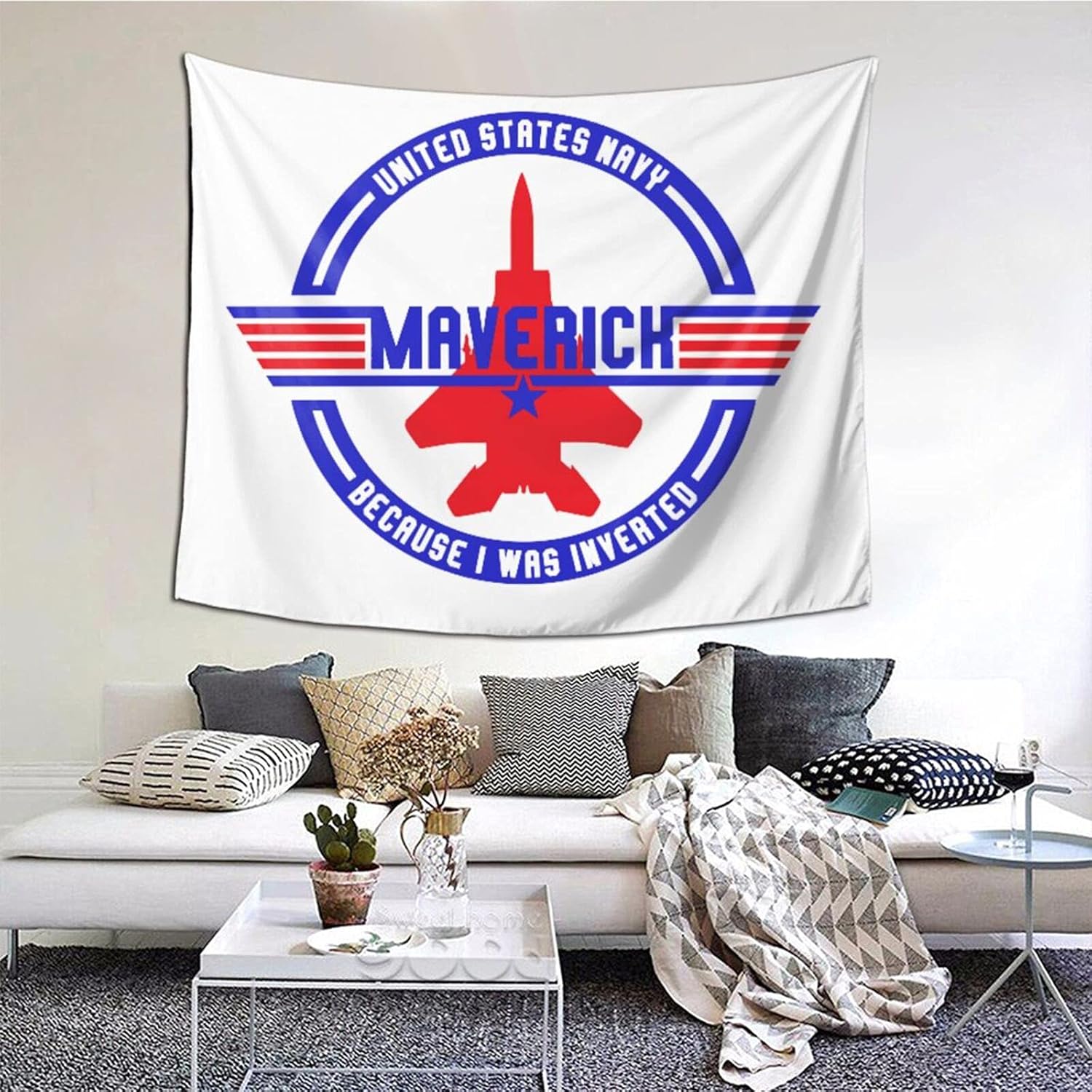 Classic Top Gun Maverick Blue Red Tapestries With Art Nature Home Stylish Wall Hangings Tapestry Bedroom Party Decor (60 X 51 Inch)