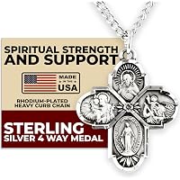 Heartland Store Women's Sterling Silver 4-Way Cross Pendant | Red Enamel Dove Center | Includes 18" Chain | Made In USA - View #8
