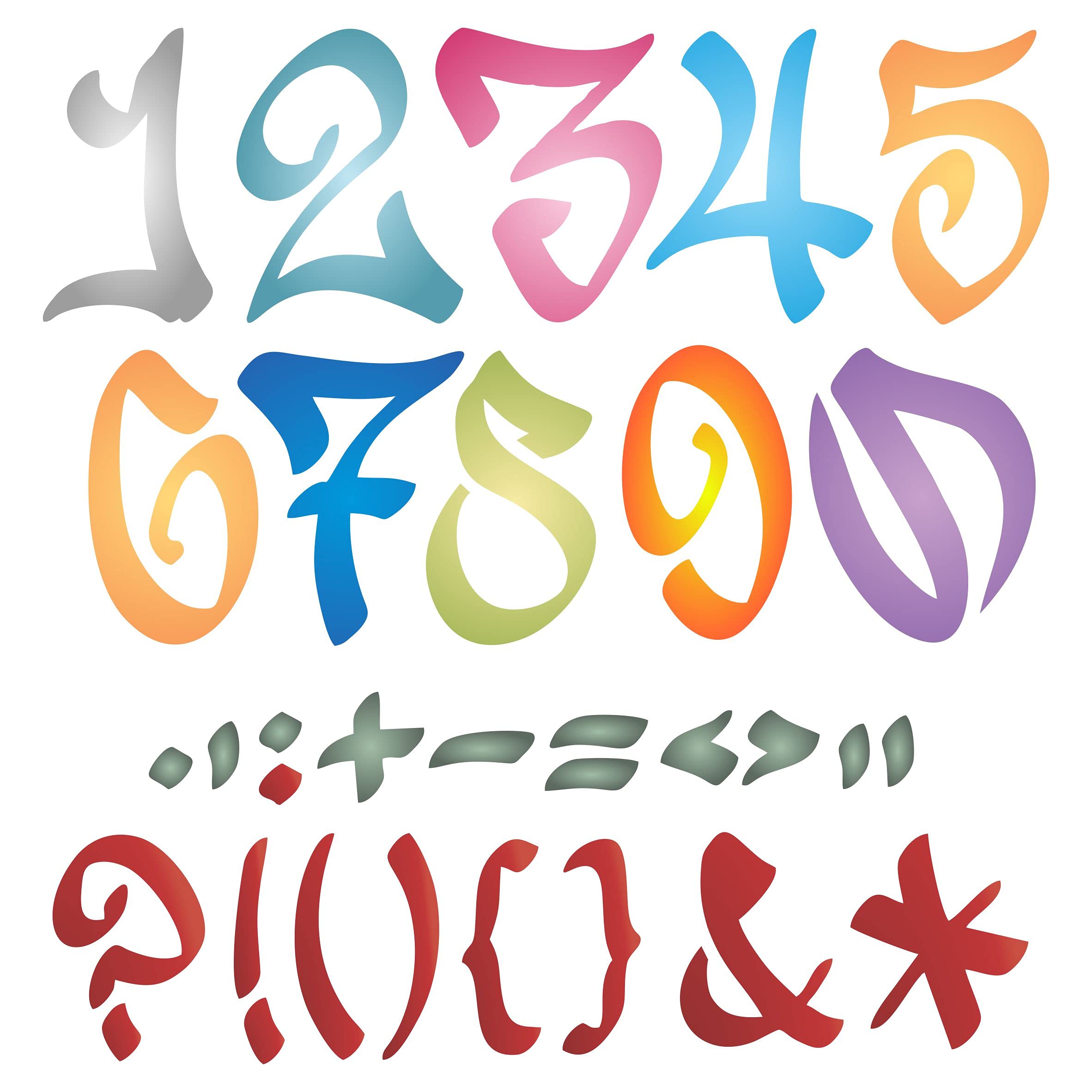 3.5" Graffiti Numbers Stencil, 30.5 x 30.5 cm (L) - Street Graffiti Numbers Punctuation Street Vandle Style Alphabet Letters Script Stencils for Painting Template