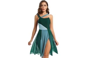 LiiYii Women's Chiffon Lyrical Dance Leotard Dress Contemporary Dance Costumes Dress