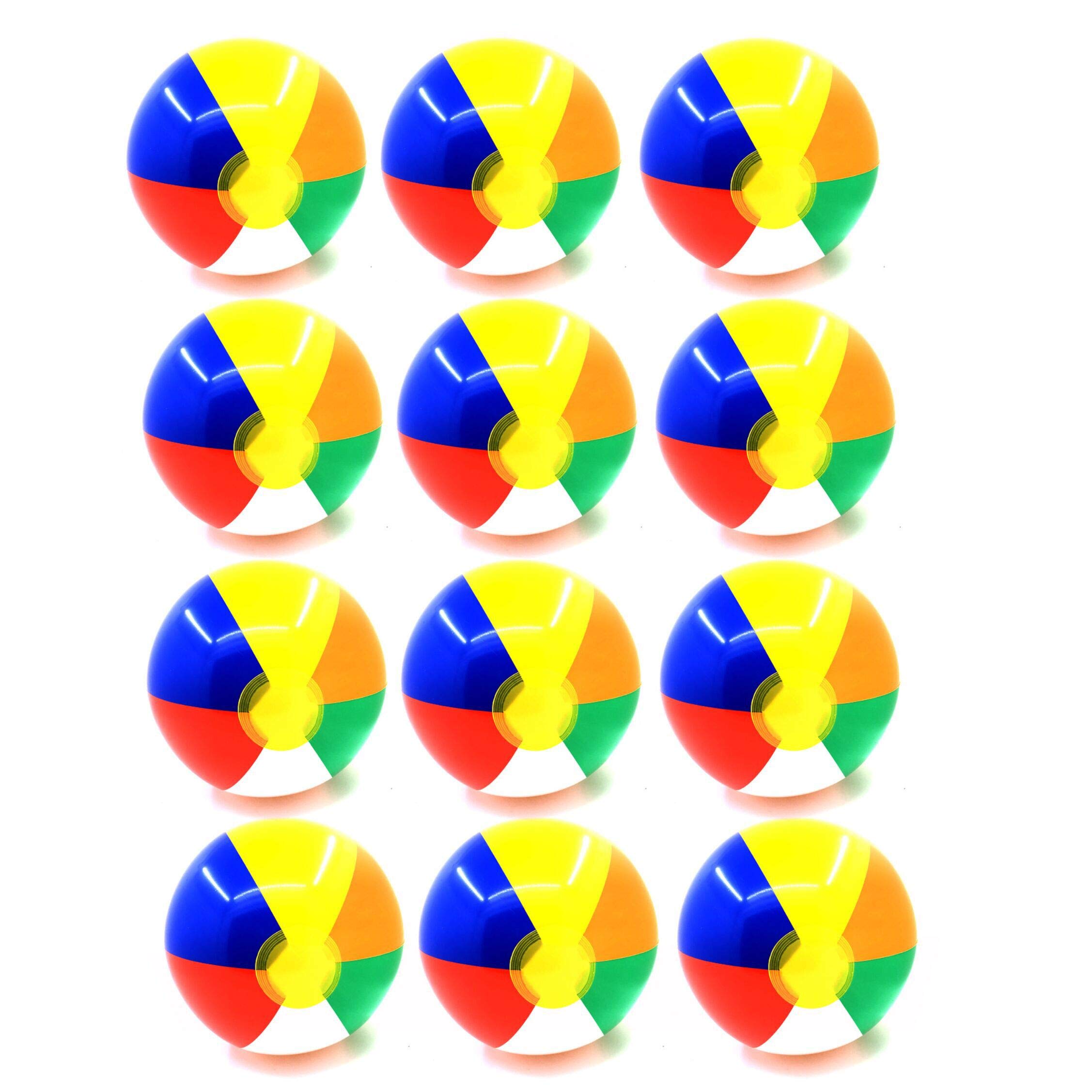 Xrten 12 Pack Multicoloured Beach Ball, Inflatable Beach Ball For Swimming Pool Bath Seaside Fun Toy -12 Inches