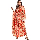 Moss Rose Kaftan Dresses for Women V Neck Summer Swimsuit Cover up Caftan Maxi Beach Dresses