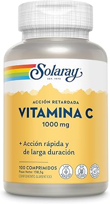 Vitamin C 1000mg | Con Escaramujo Y Acerola | Acción Retardada| Sin Gluten | Apto Para Veganos | Comprimidos, One size, Vanilla, 100 Unidad