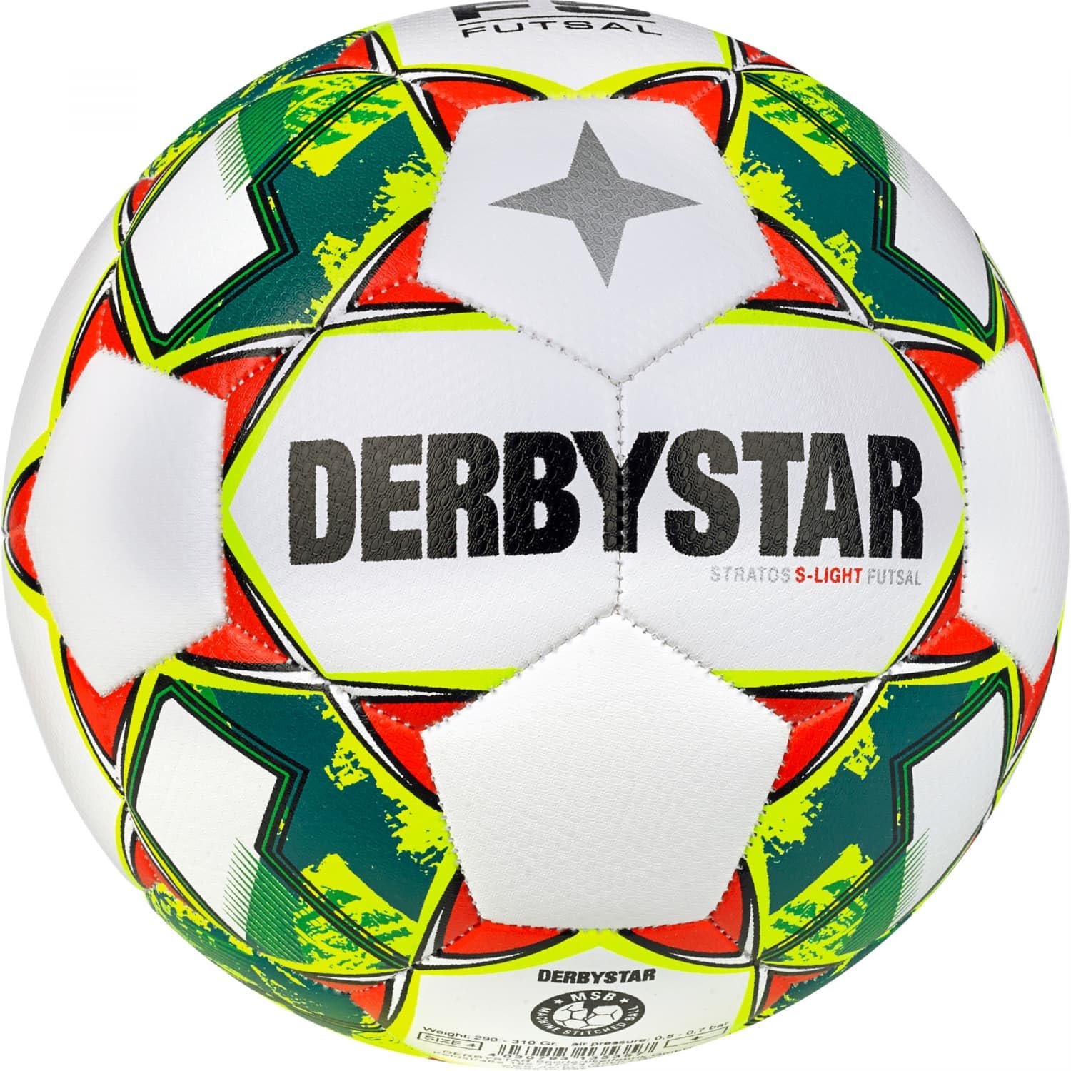 Derbystar Boys Futsal Stratos S-Light v23 Football, White, Yellow, Blue, 4