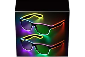 YouRfocus Led Light up Glasses 2 Pack Multi-Color Glow in the Dark Neon Rave Glasses for Rave Party, EDM, Halloween, Christmas, Wired with Battery Power (6 colors)