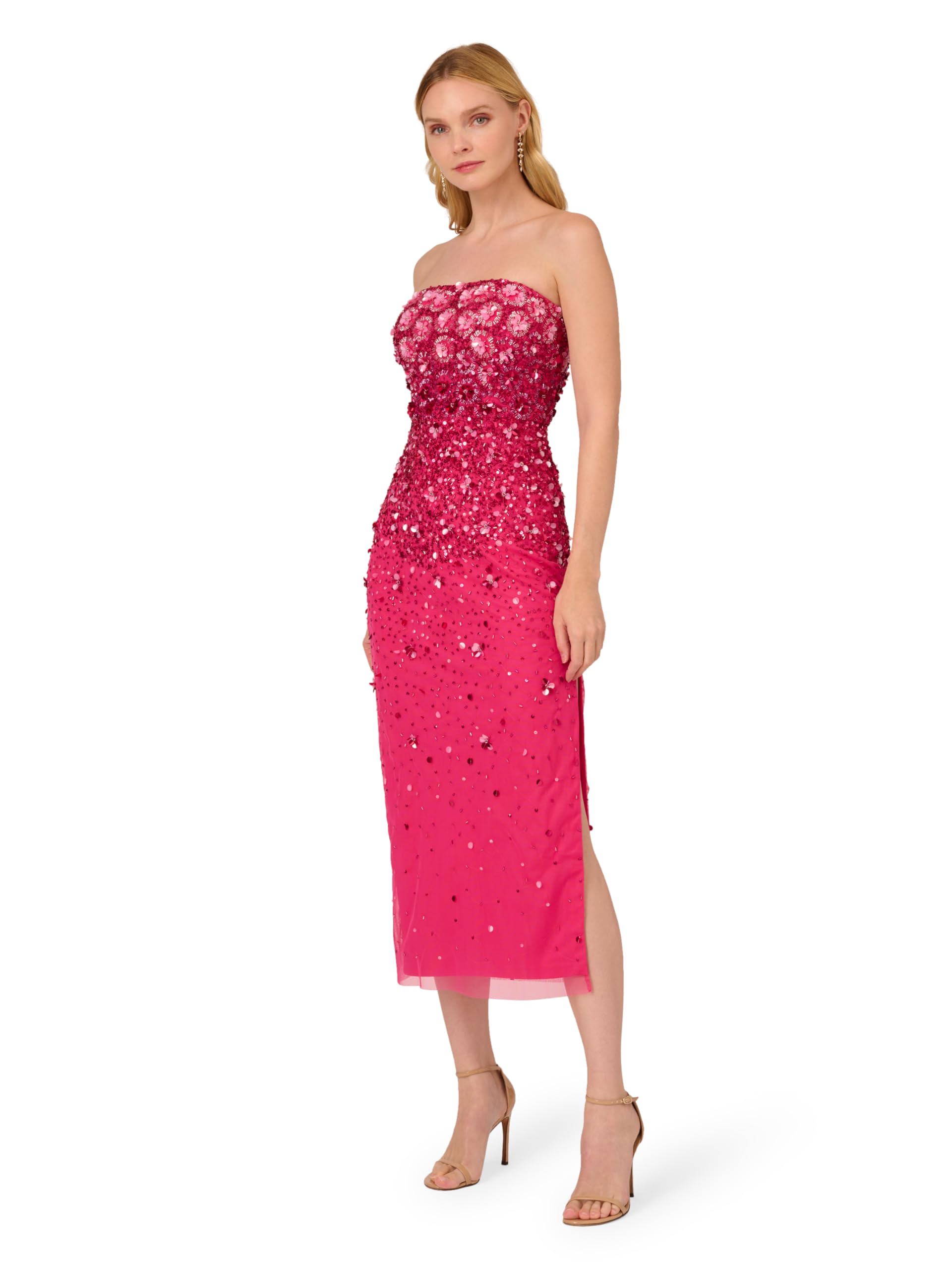 Photo 1 of Adrianna Papell Women's Beaded Strapless Gown, Hot Pink, 8