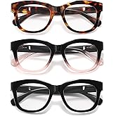 kunchu Reading Glasses for Women - Oprah Blue Light Reading Glasses with Spring Hinge, Anti-Glare/Eyestrain Computer Readers