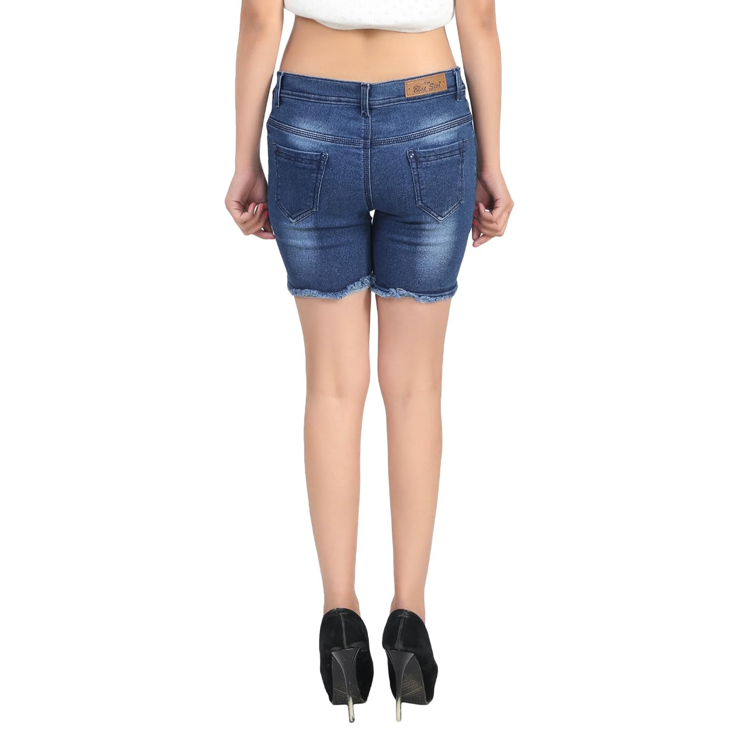 ico blue star light blue casual denim shorts