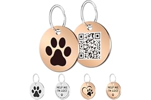 MYLUCKYTAG Stainless Steel QR Code Pet ID Tags Cat Tags - Pet Online Profile - Scan QR Receive Instant Pet Location Alert Email