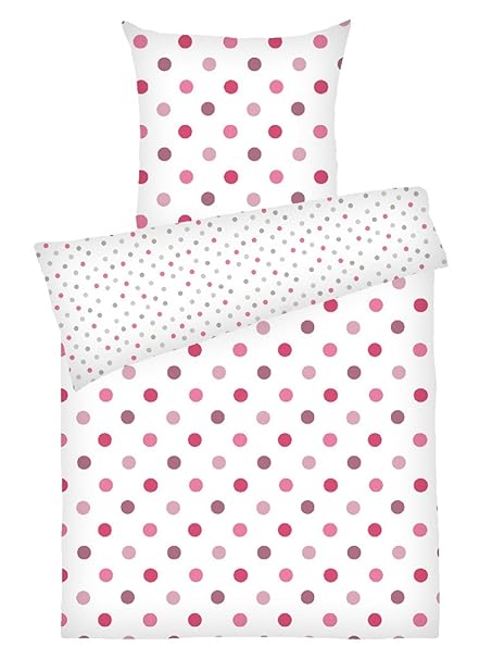 Dyckhoff Weichfrottier Bettwäsche Pünktchen pink 1 Bettbezug 135 x 200 cm + 1 Kissenbezug 80 x 80 cm
