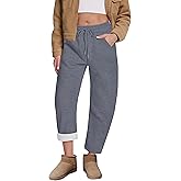 HOTIAN Womens Fleece Lined Sweatpants Barrel Leg Thermal Winter Warm Baggy Joggers Casual Athletic Pants with Pockets