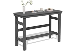 SERWALL 41" Outdoor Bar Table, All Weather HDPE Patio Bar Counter Height Table, Rectangle Patio Bar Table for Outside, Garden, Backyard, Balcony, Poolside, Grey